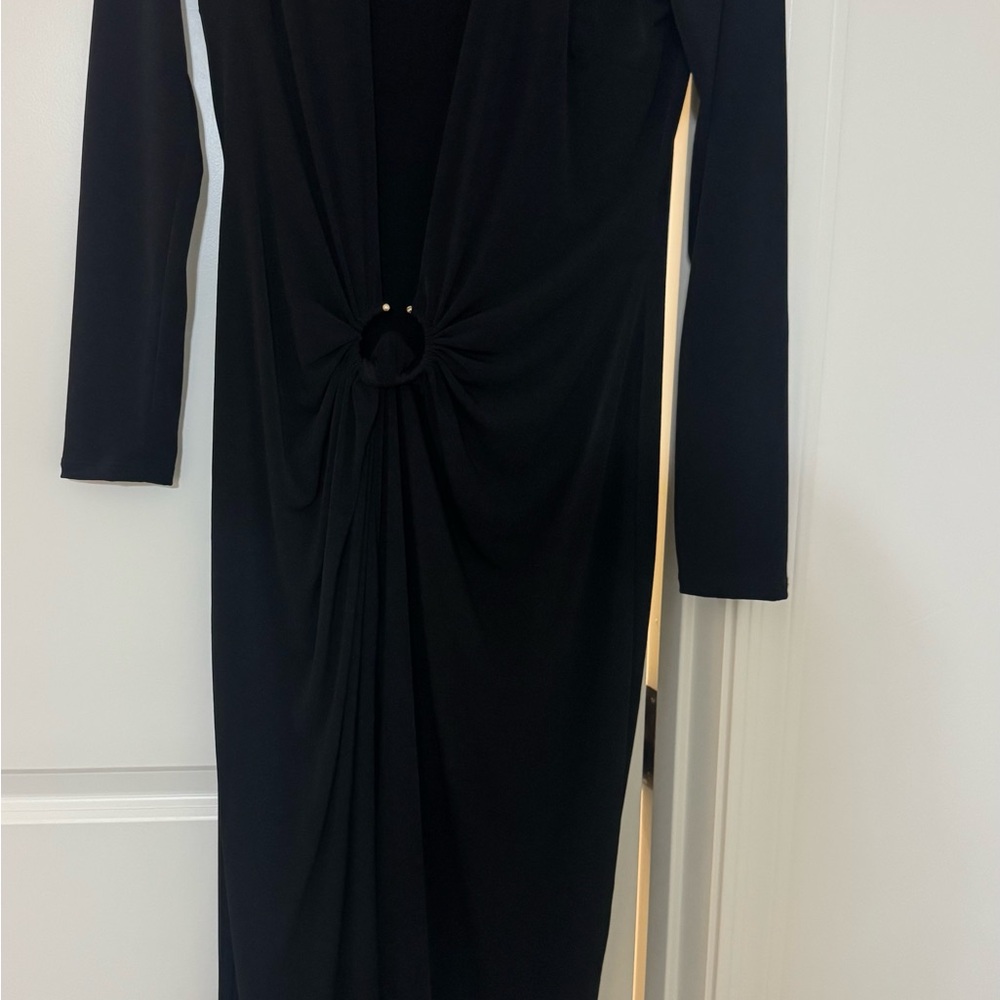Fashion Nova Black Long Sleeve Dress with Ring Detail